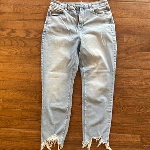 American Eagle Stretch Soft Knit High Rise Cut Off Jeans Size 8 Short